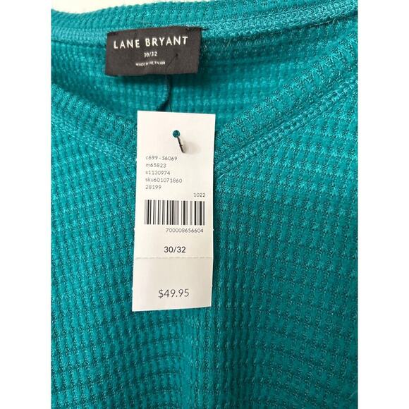Lane Bryant NWT Turquoise Green Thermal Waffle Knit Relaxed Fit Top 30-32 5X - Picture 9 of 13
